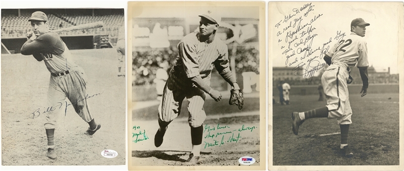 Lot of (5) Baseball Greats Signed Vintage Photographs & Magazine Pages (PSA/DNA & JSA) 